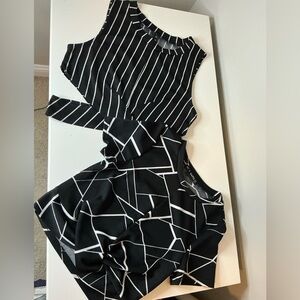 Zaful  Bundle of Two Black and White Striped and Crop Tops